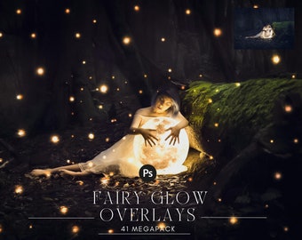 Fairy Glow Lights: Photo Overlays for Magical Effects, Fantasy Composites, 41 Pack (PNG)
