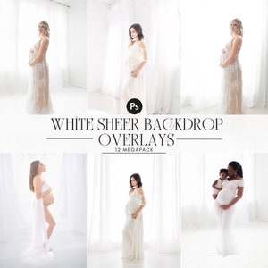 12 White sheer curtain wall decor Background, Digital Backdrop, Portrait photo texture, wedding lights bokeh, Photoshop Overlays, jpg
