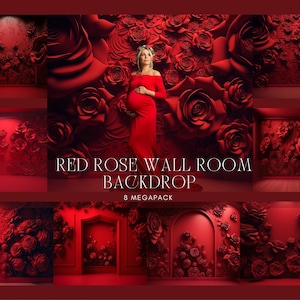 Red Rose Wall Backdrop: Maternity Photography Overlays (Digital Download)