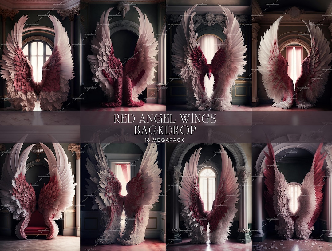 Digital Backdrops Red Angel Wings Digital Backgrounds - Etsy
