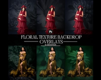 Floral Textures for Photoshop, Floral Backdrop Overlays with Texture, Photoshop Overlays, Flower Overlays, Background Textures for Photoshop