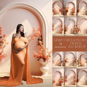 Light Cream Floral Arches Set Digital Backdrops Maternity Backdrop Overlays Studio Backdrop Overlays Fine Art Textures Photoshop Overlays