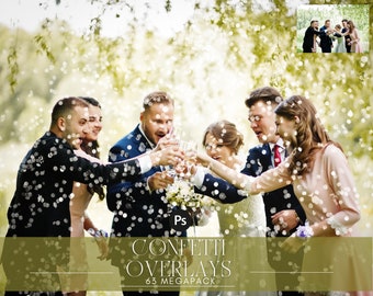 63 CONFETTI OVERLAYS, Photoshop Overlays, Confetti, Confetti Overlay, Digital Confetti, Blowing Confetti, Glitter, Wedding Overlays, png