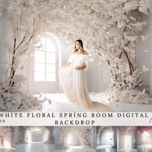 Cenário digital floral para sala de borboletas: sobreposições para fotografia de maternidade