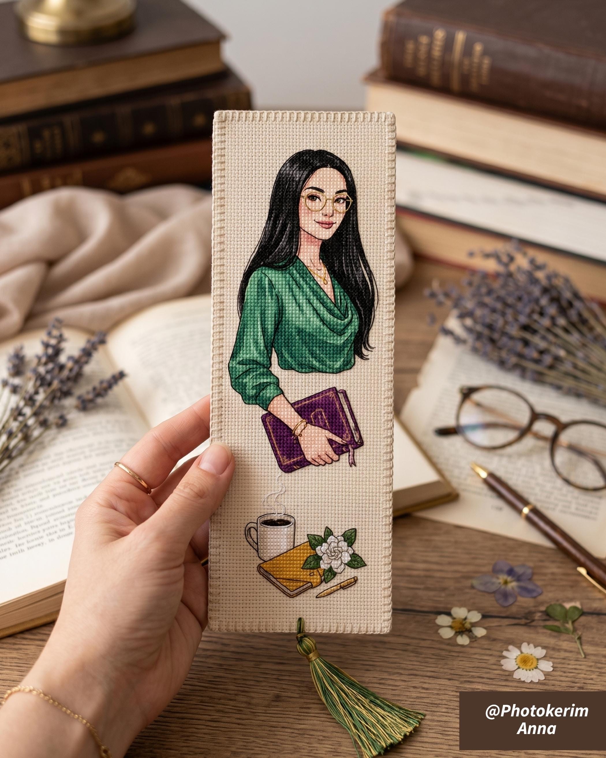 Modern Reader Cross Stitch Pattern PDF | Dark Academia Bookmark ...