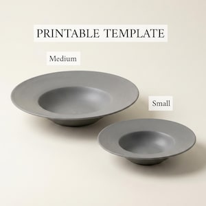 Wide Rim Pasta Plate Pottery Template, Printable Slab Bowl Pattern PDF, Clay Cutting Templates, Ceramic Pasta Bowl Download, 2 Sizes
