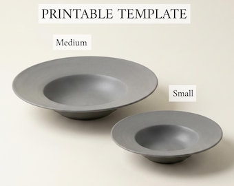 Wide Rim Pasta Plate Pottery Template, Printable Slab Bowl Pattern PDF, Clay Cutting Templates, Ceramic Pasta Bowl Download, 2 Sizes