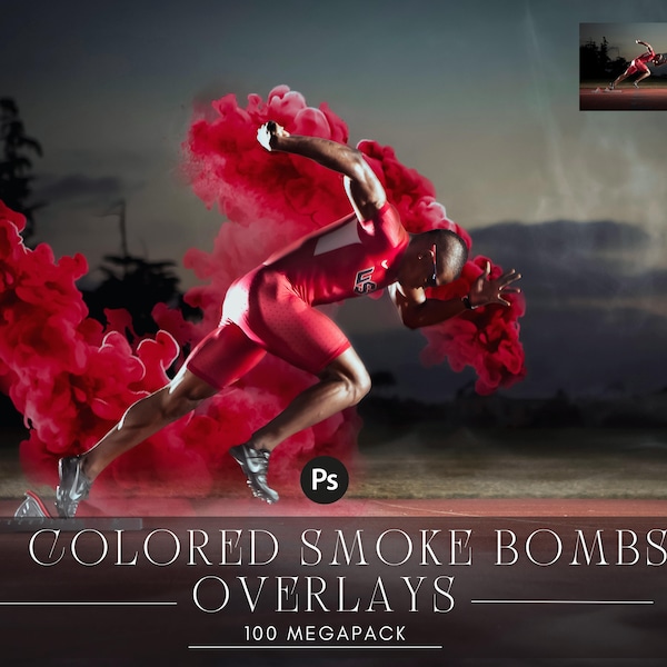 100 Smoke bomb photo overlays, Colorful Smoke fog, Photoshop Mix overlay, magic, Photography Overlay, Outdoor photo Sessions, png