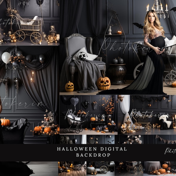 12X Black Consept Halloween Digital Backdrops Maternity Backgrounds Overlay Maternity Digital Backdrops Portrait Studio Backdrops,