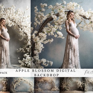 15 x White Blossom Floral Digital Backdrops, Studio Backdrop Overlays, Maternity Backdrop Overlays, Photoshop Overlays