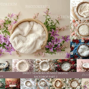 15x Frühlingsblumenhintergrund für Neugeborene Digitaler Hintergrund, Frühlingsblumenzusammengesetzter digitaler Hintergrund, Photoshop Overlays,