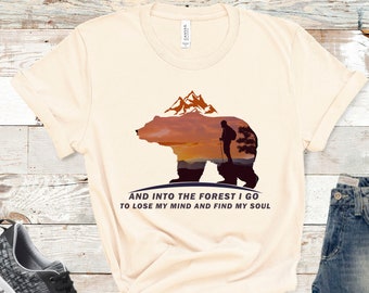 Nella foresta vado a perdere la testa e trovo la mia camicia soul, orso t-shirt avventura, camicia da trekking motivazionale