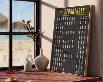 Custom Airport Departures Board - Digital Download \ Canva Template \ Travel Art Prints \ Pilot Gift \ Travel Planner