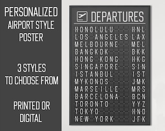 Airport Sign l Travel Poster l Aviation Gift l Airport Code l Canva Template l Custom Airport Departure Board l Airport Flight Board