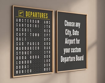 Departure Board l Reiseplakat l Luftfahrt Geschenk l Personalisierter Reisedruck l Airport Code l Airport Flight Board