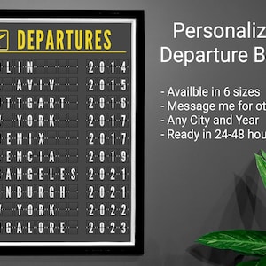 Departure Board l Travel Poster l Personalized Travel Print l Airport Code l Custom Airport Departure Board l Airport Flight Board