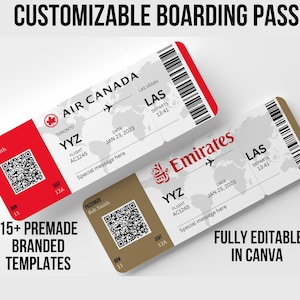 Editable Boarding Ticket Template, Surprise Airline Gift, Modern Design, Invitation Gift, Vacation Ticket, Gift for Her, Couple Gift