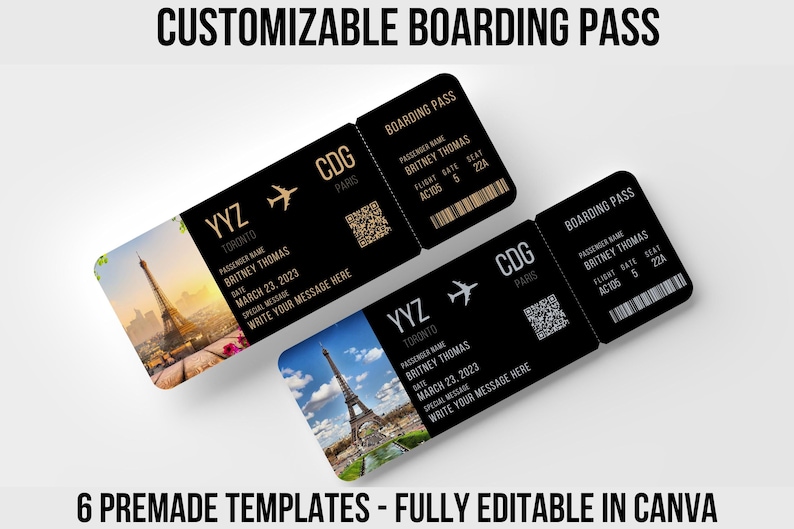 Editable Boarding Ticket Template Surprise Airline Gift Etsy UK