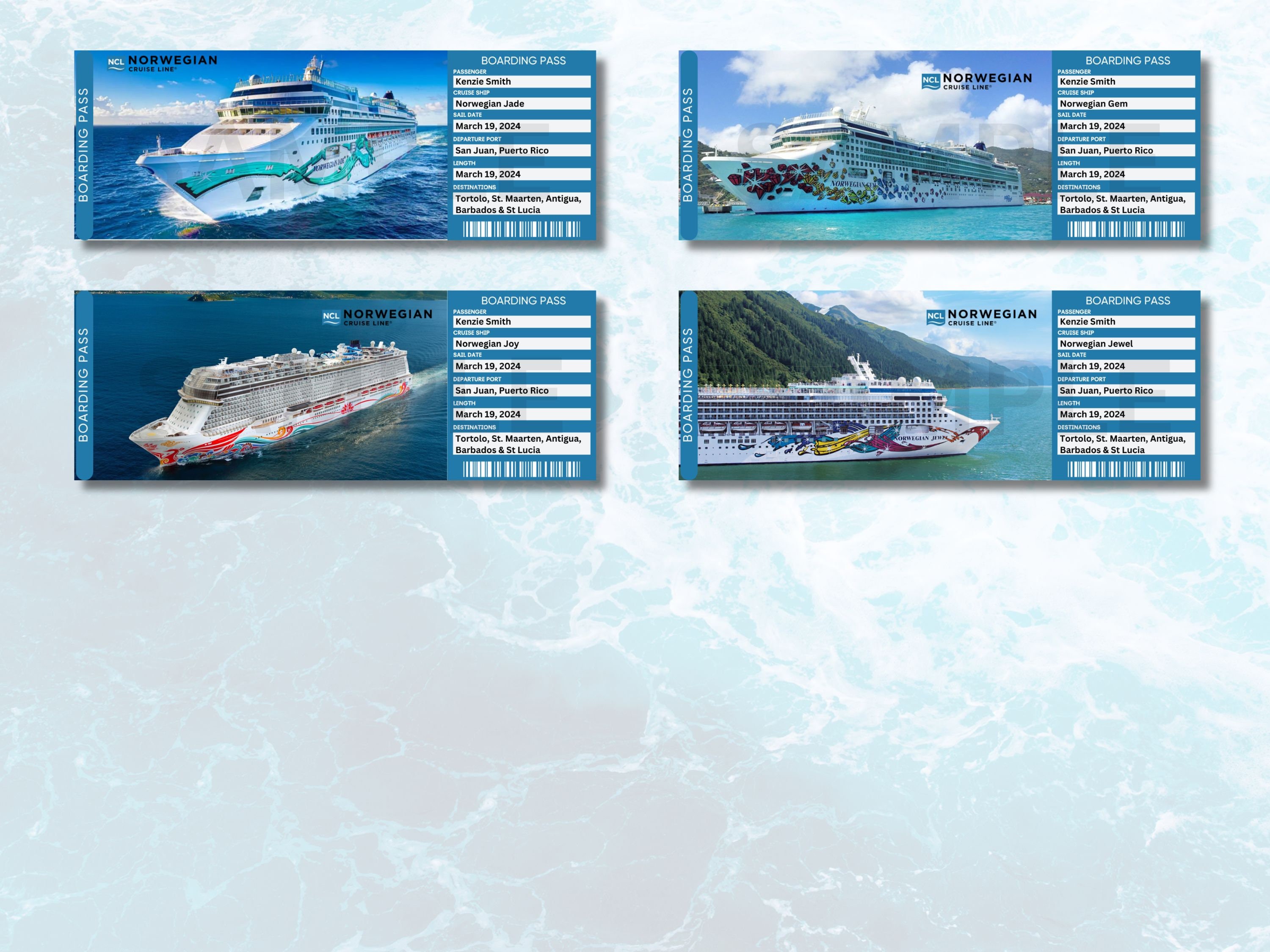 Norwegian Cruise, Editable Cruise Ticket Template, Surprise Cruise