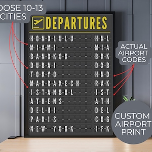 Departure Board l Travel Poster l Personalized Travel Print l Airport Code l Custom Airport Departure Board l Airport Flight Board
