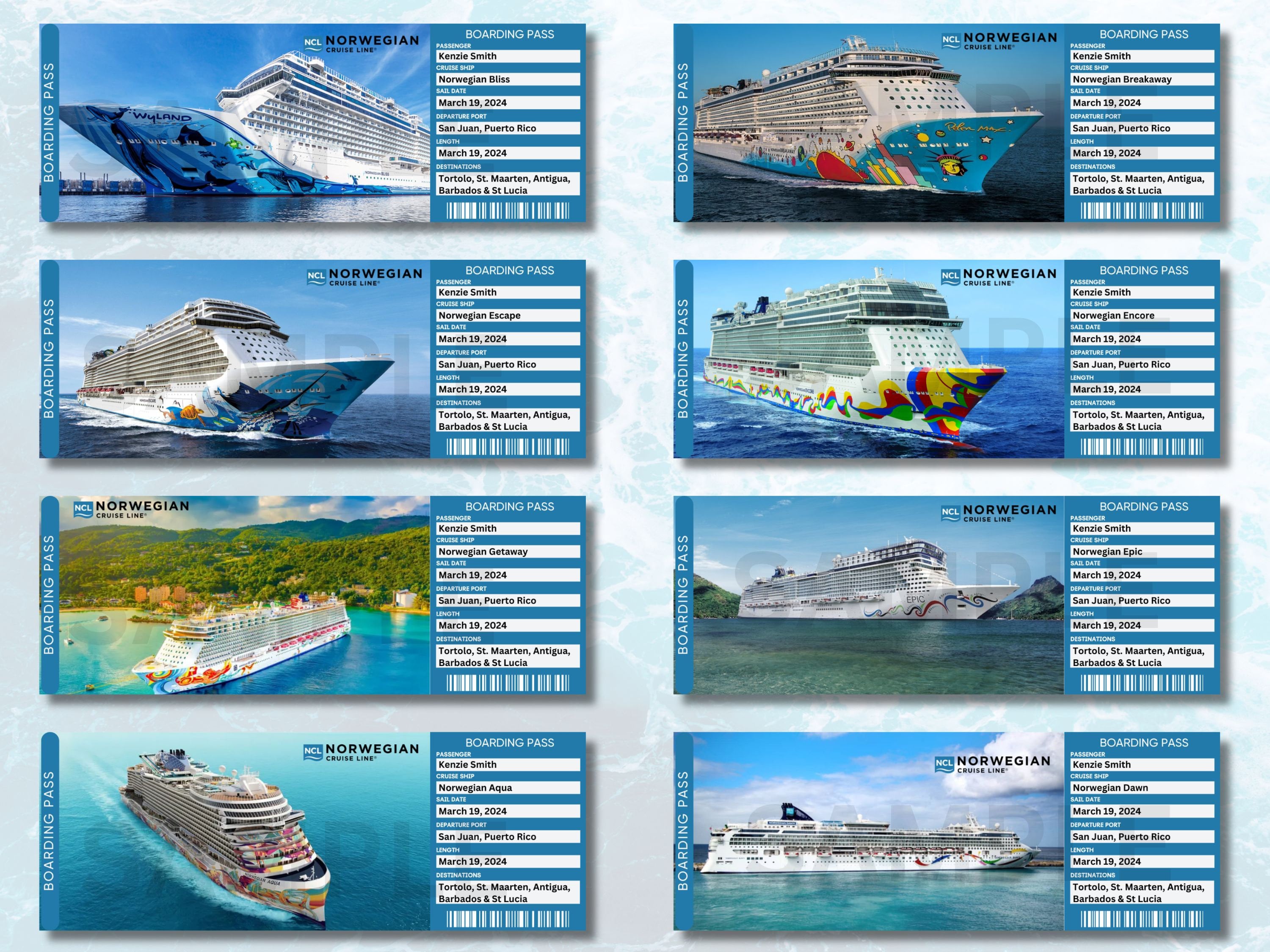 Norwegian Cruise Ticket Template, Surprise Vacation Gift (digital