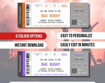 Custom Concert Ticket | Modern Ticketmaster Style Design | Personalized Music Ticket | Digital File