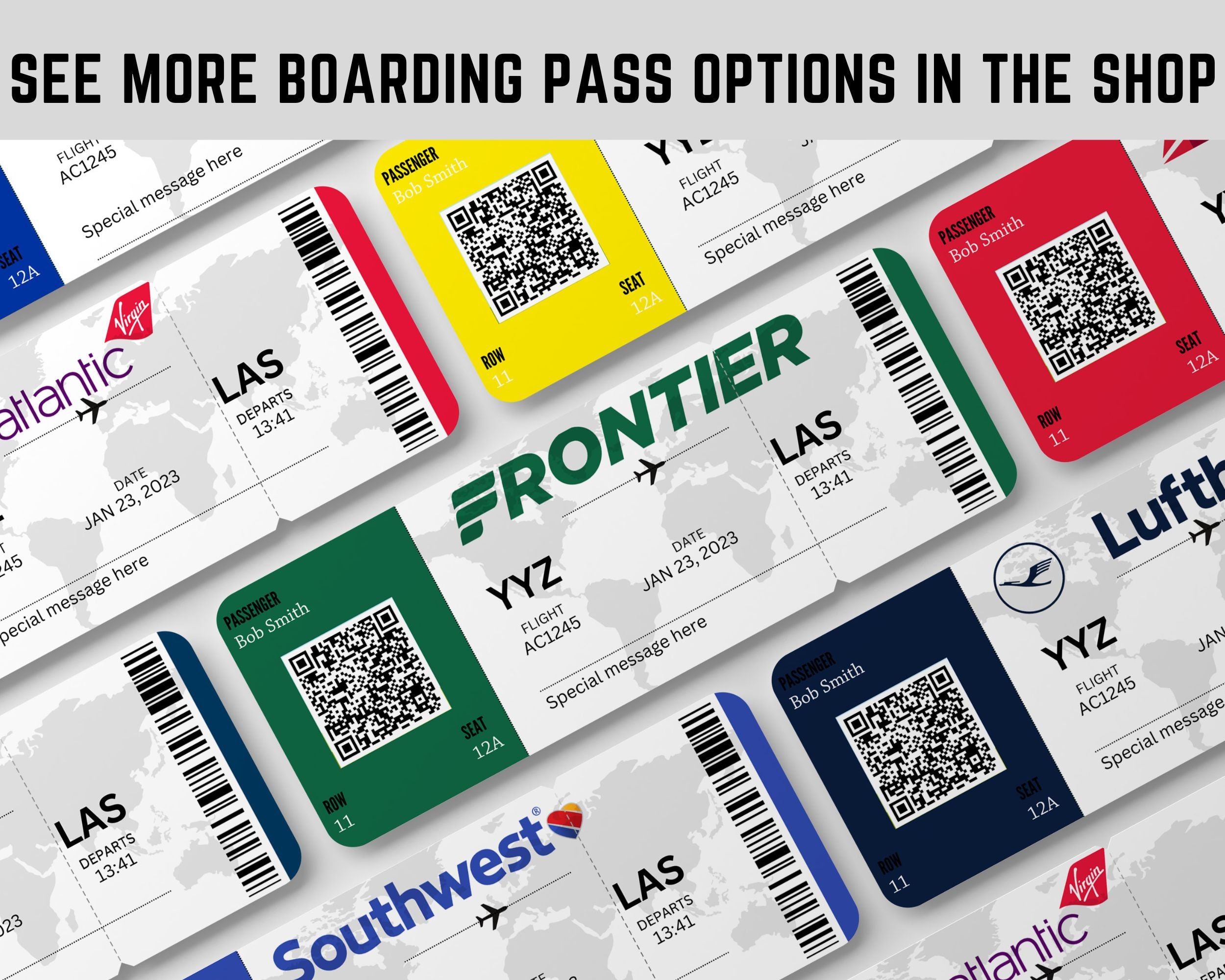Custom Boarding Pass, Printable Airline Ticket, Boarding Pass