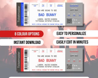 Modello di biglietto per concerto personalizzato / Biglietto per concerto in stile Ticketmaster / Biglietto per evento musicale personalizzato / Download digitale