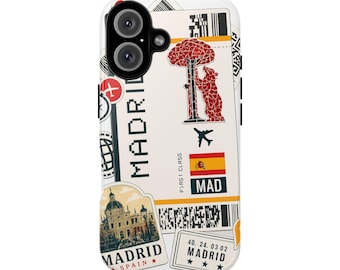 Madrid Travel Sticker Collage Phone Case | Tough Cases