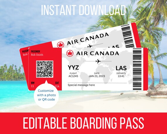 Custom Boarding Pass, Printable Airline Ticket, Boarding Pass