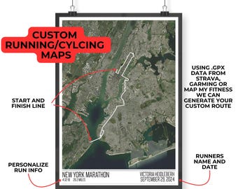 Running Map L Marathon Map L Strava Run L Gift for Runners L