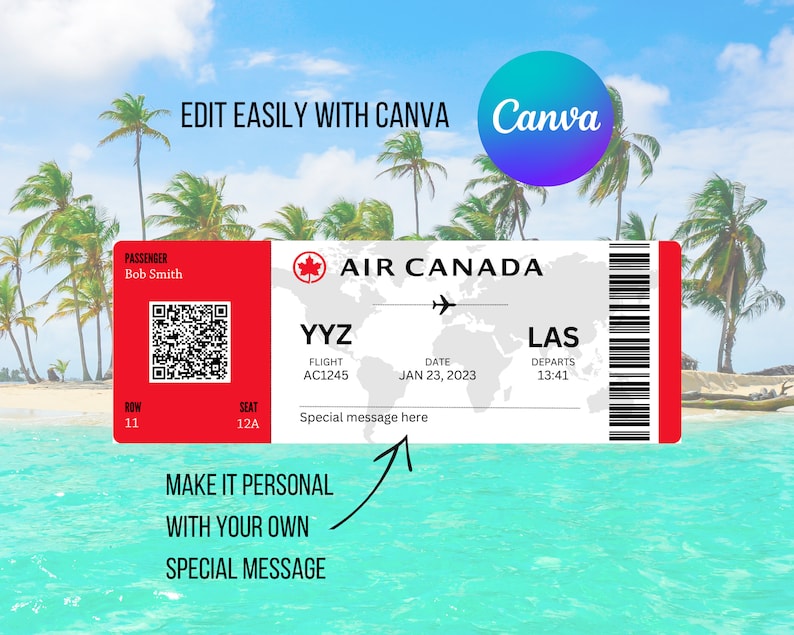 Custom Boarding Pass, Printable Airline Ticket, Boarding Pass Surprise