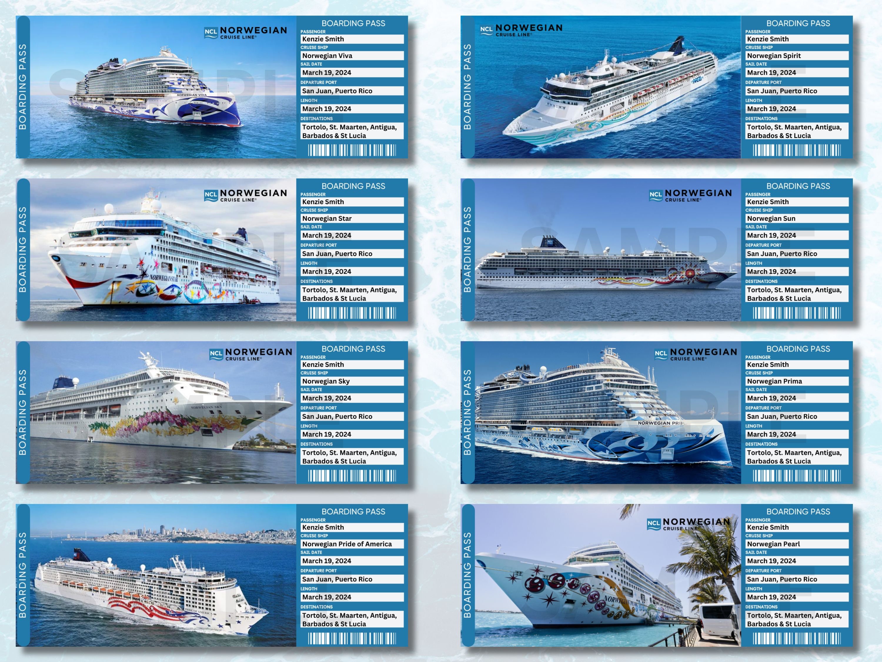 Norwegian Cruise Ticket Template, Surprise Vacation Gift (digital