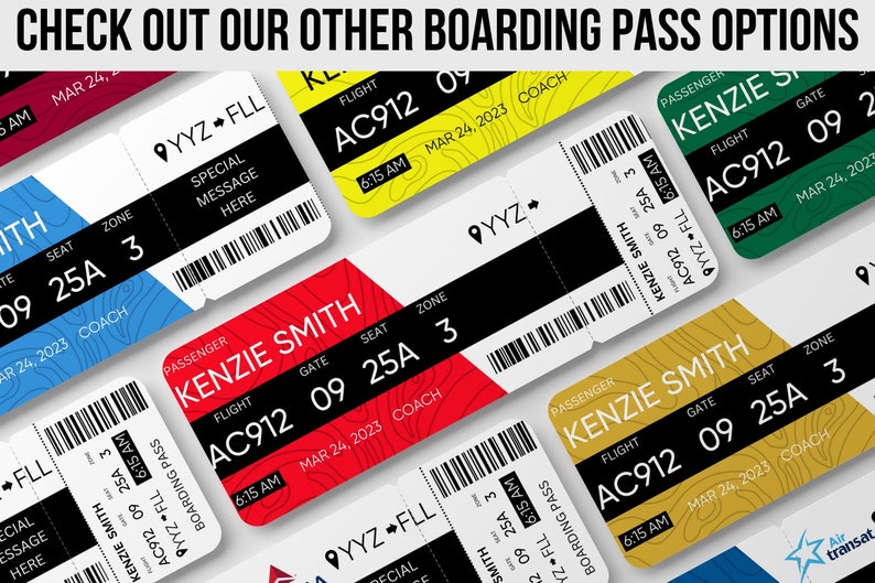 Editable Boarding Pass Canva Template, Printable Airline Ticket