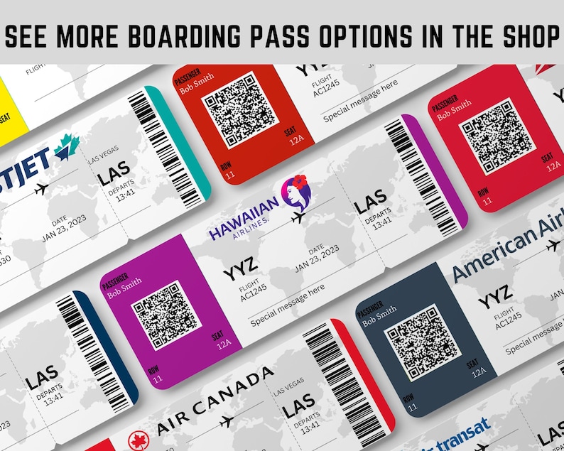 Custom Boarding Pass, Printable Airline Ticket, Boarding Pass Surprise