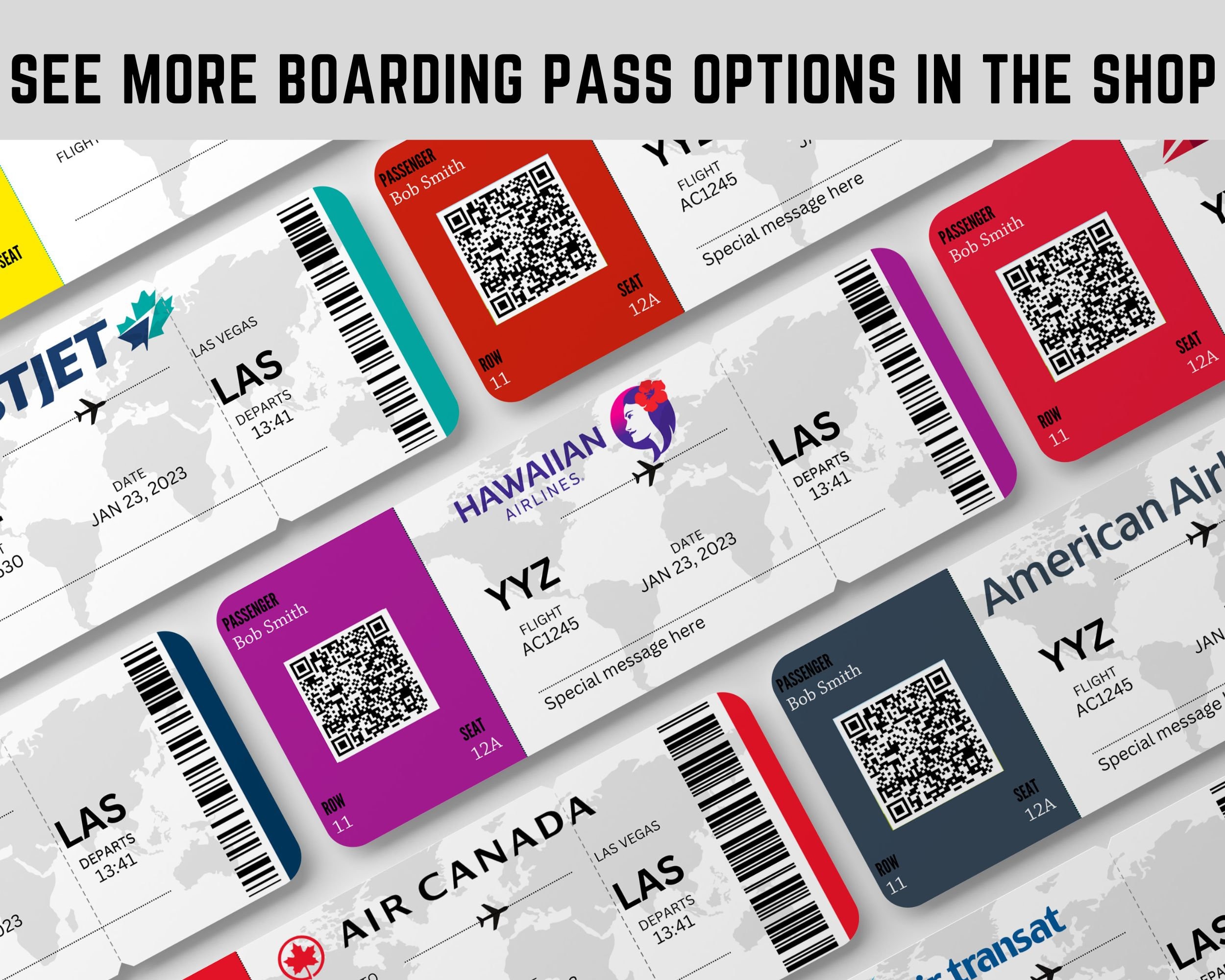 Custom Boarding Pass, Printable Airline Ticket, Boarding Pass Surprise