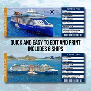 Celebrity Cruise Tickets | Cruise Ticket Download | Editable Text | Surprise Vacation Boarding Pass | Printable Vacation Gift Ticket