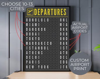 Airport Sign l Travel Poster l Aviation Gift l Airport Code l Canva Template l Custom Airport Departure Board l Airport Flight Board