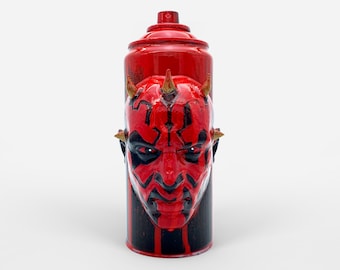 Darth Maul Custom Spray Can, Star Wars Character Collectible, Graffiti Street Art, Spray Can Sculpture, Unique Piece, Black/Red
