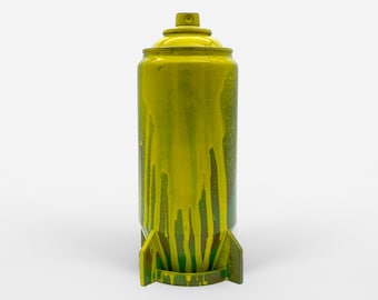 Bomber Custom Spray Can, Graffiti Street Art, Spray Can Sculpture, Unique Piece, Green/Yellow
