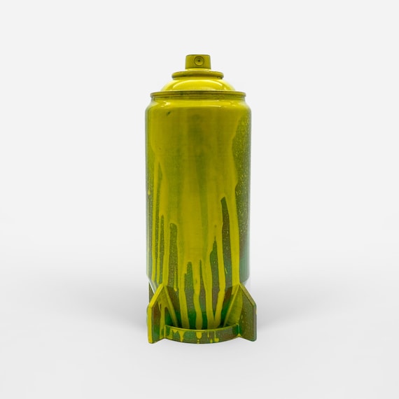 Bomber Custom Spray Can, Graffiti Street Art, Spray Can Sculpture, Unique Piece, Green/Yellow