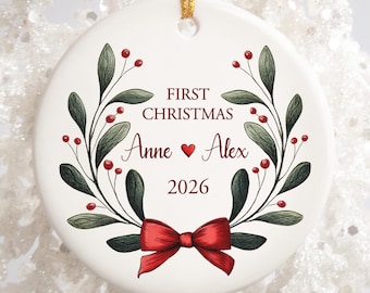 Gepersonaliseerde eerste kerstversiering: aandenken getrouwd stel