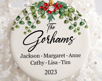 Family Christmas Ornament, Personalized Family Ornament, Custom Name Keepsake, Family Names Personalized Ornament - Family Gift Red & Green
