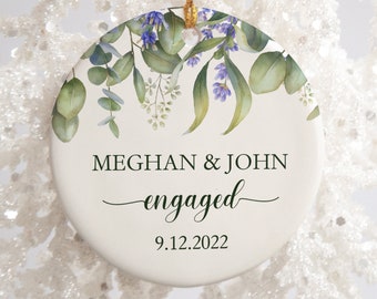 Lavender and Eucalyptus Engagement Ornament keepsake- His and Her Ornament - Wedding Engagement Gift - Gift for Couple