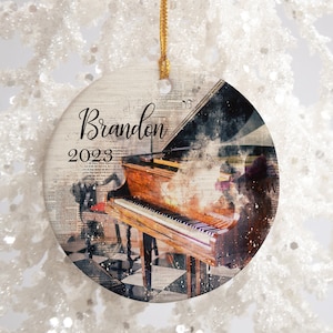 Piano Ornament - Personalized Music Ornament -Grand Piano Christmas Ornament - Gift for musician -Music Lover Present - Music Keepsake