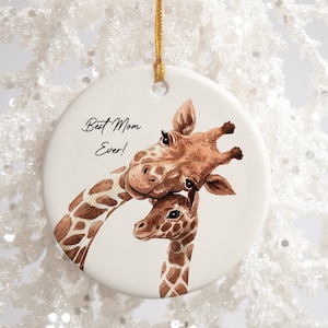 Giraffe Ornament - Best Friend Ornament - Personalized Mother Daughter Ornament - Custom Gift for Her or Him - Porcelain Ornament