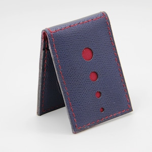 Porte-cartes en cuir vertical couleur bleue