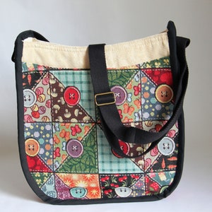 Sac besace en tissus motif Boutons