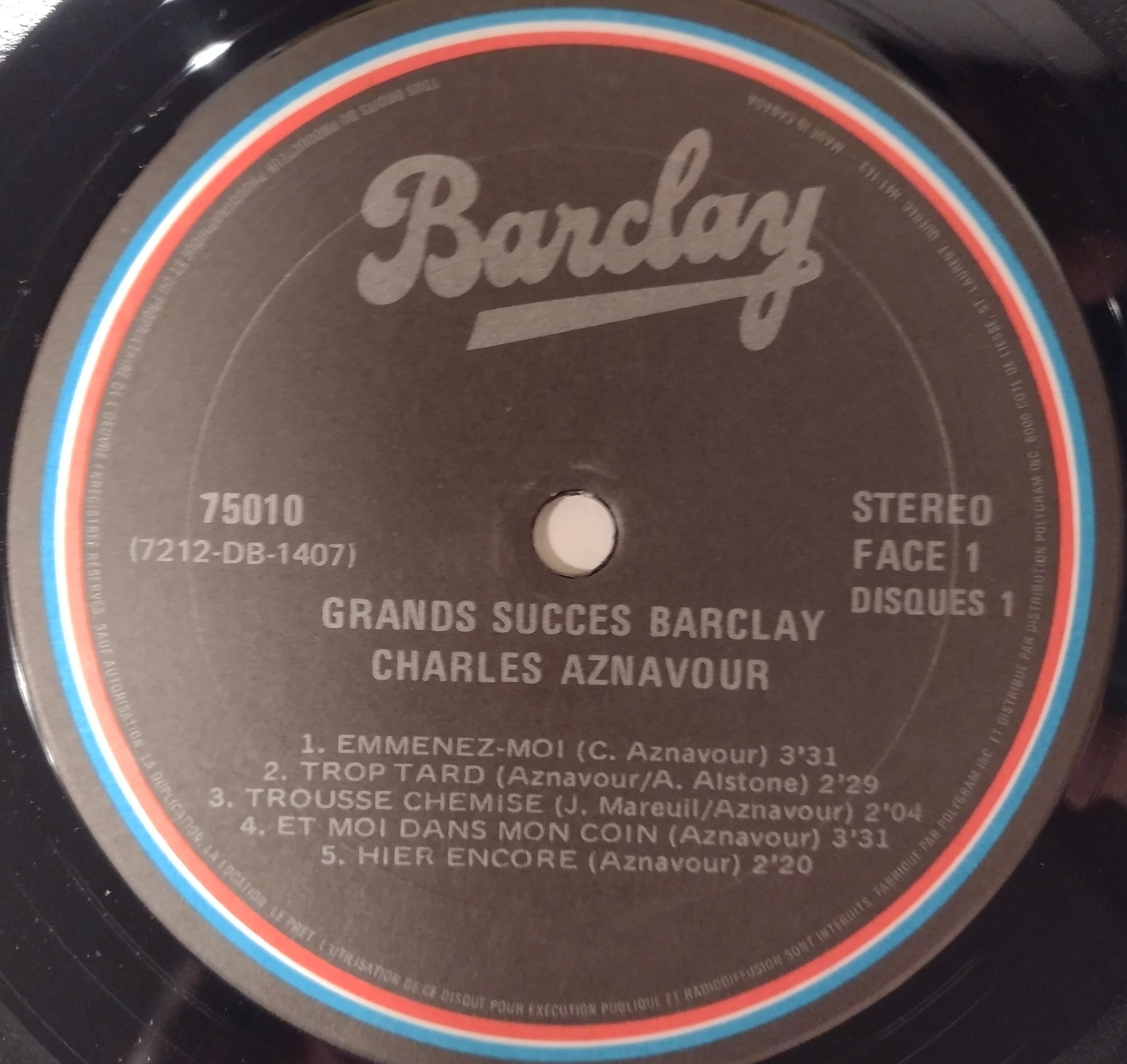CHARLES AZNAVOUR Les Grands Succès Barclay Vol 10 Vintage - Etsy 日本
