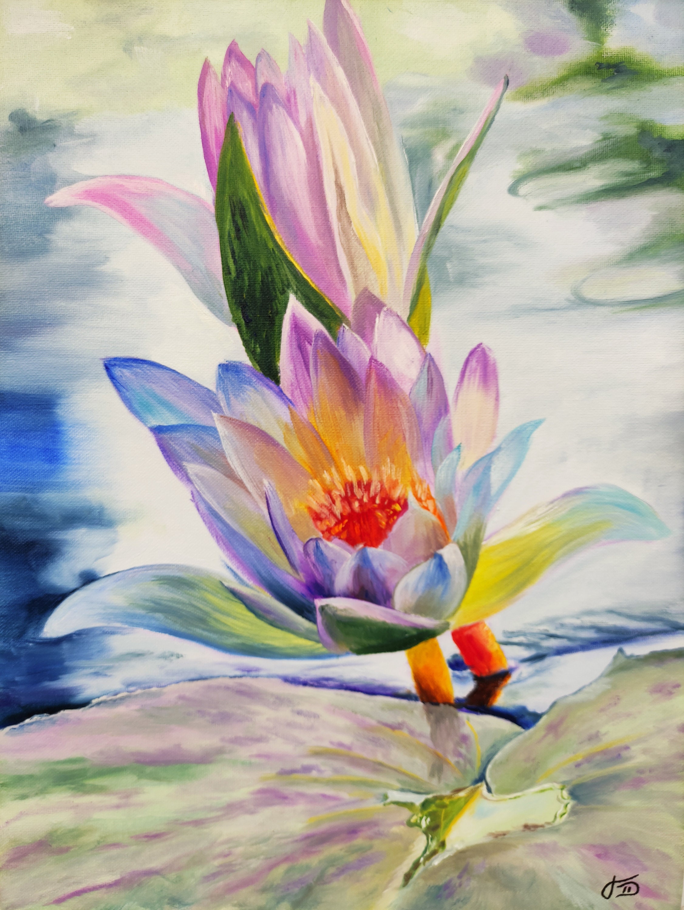 Nymphea. Fragrant spring. Original oil painting in Etsy